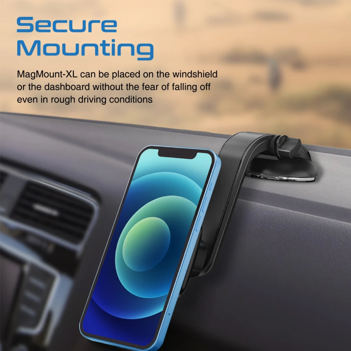 Promate MagMount XL Magnetic Car Phone Holder 360° Rotatable - Black