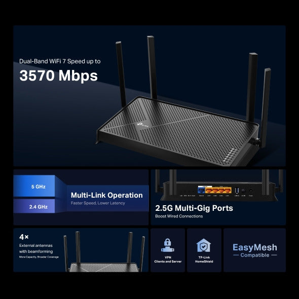 TP-Link Archer BE230 | BE3600 Dual-Band Wi-Fi 7 Router