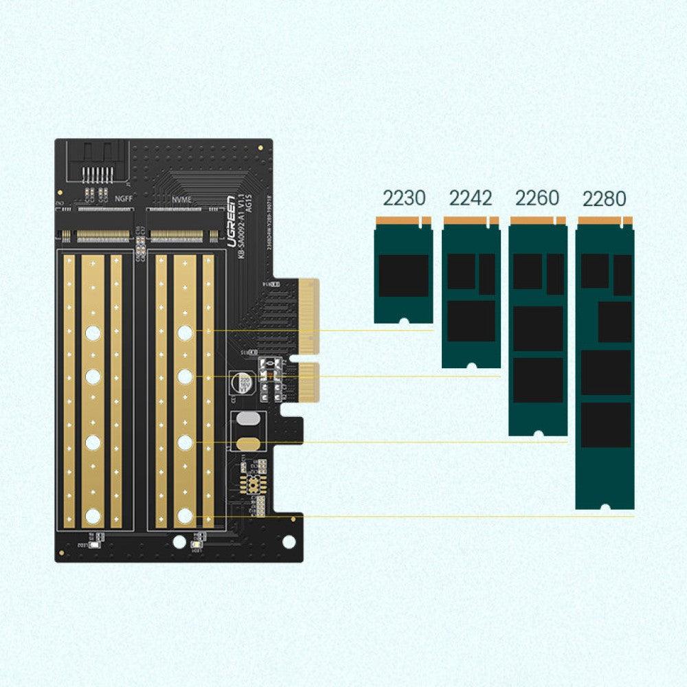 UGREEN M.2 M-Key+M.2 B-Key to PCI-E 3.0 × 4 Expansion Card 32Gbps