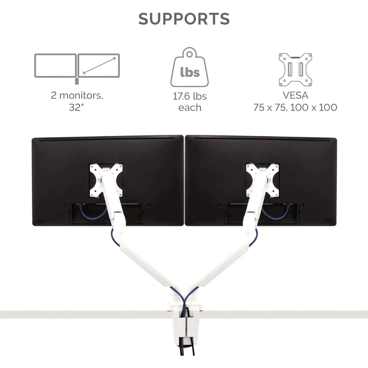 Fellowes Platinum Series Adjustable Dual Monitor Arm - White