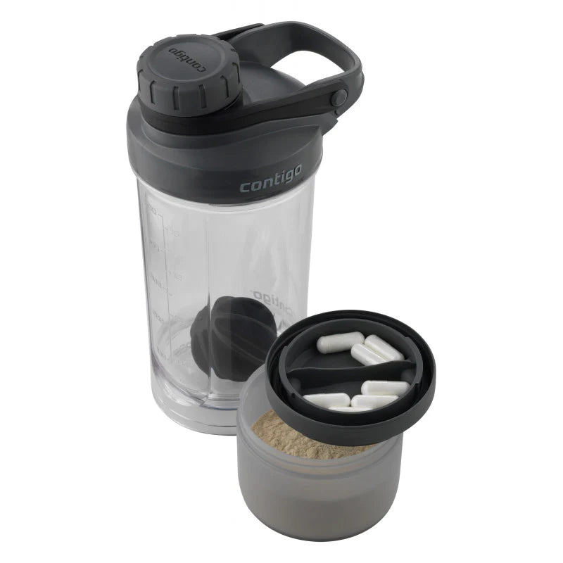 Contigo Shake & Go Fit Protien Shaker With Compartment 650 ml - Black