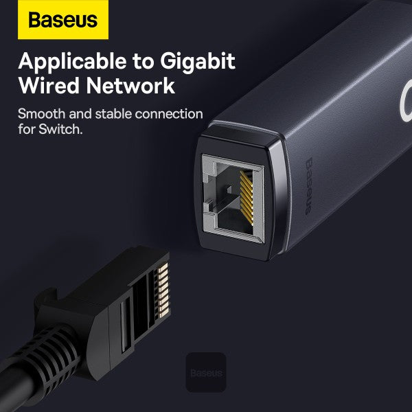 Baseus Lite Series Ethernet Adapter Type-C to RJ45 LAN – Grey