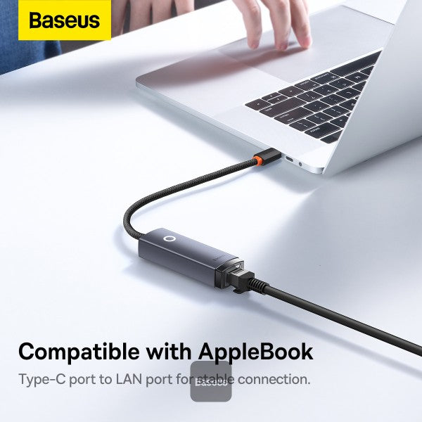 Baseus Lite Series Ethernet Adapter Type-C to RJ45 LAN – Grey