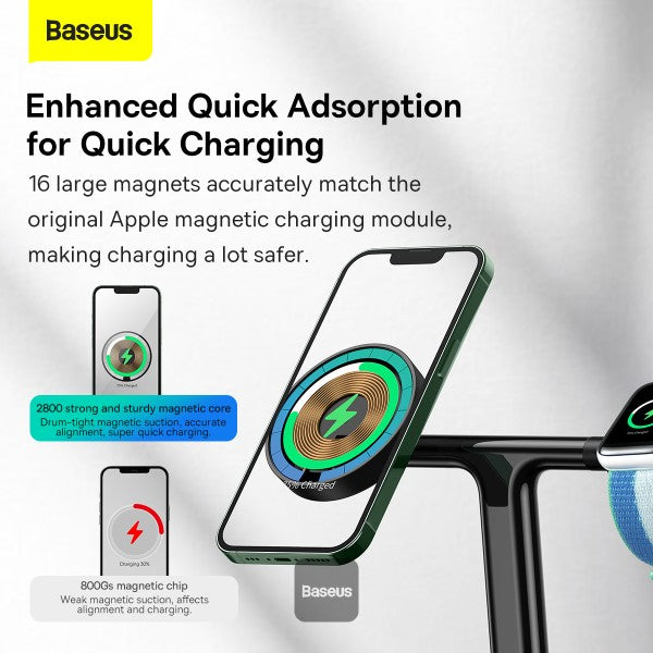 Baseus Swan 3-in-1 Wireless Magnetic Charger 20W - Black