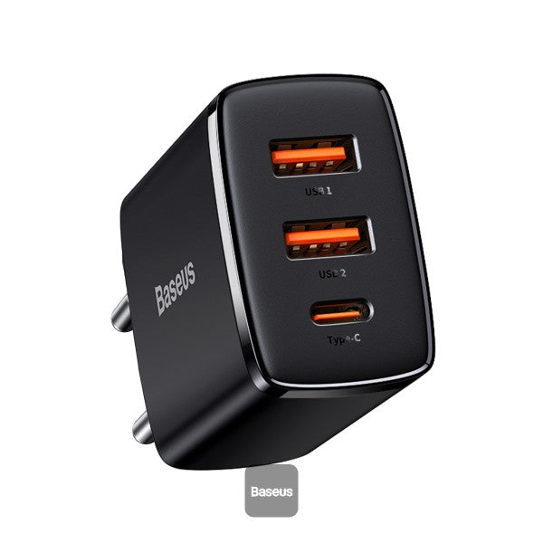 Baseus Compact Quick Charger 30W 3A USB Type-C + 2x USB