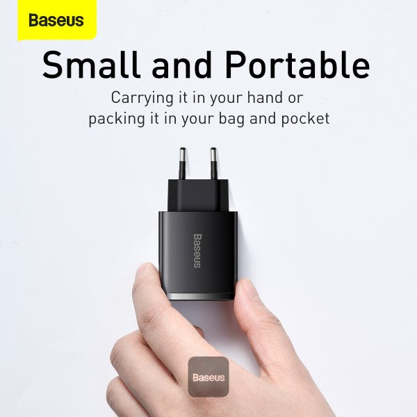 Baseus Compact Quick Charger 30W 3A USB Type-C + 2x USB