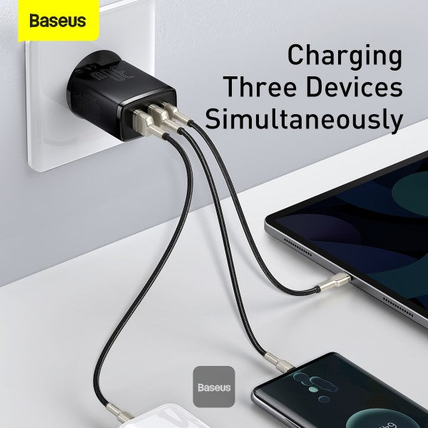 Baseus Compact Quick Charger 30W 3A USB Type-C + 2x USB