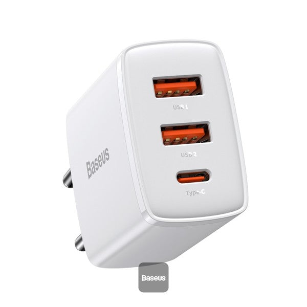 Baseus Compact Quick Charger 30W 3A USB Type-C + 2x USB