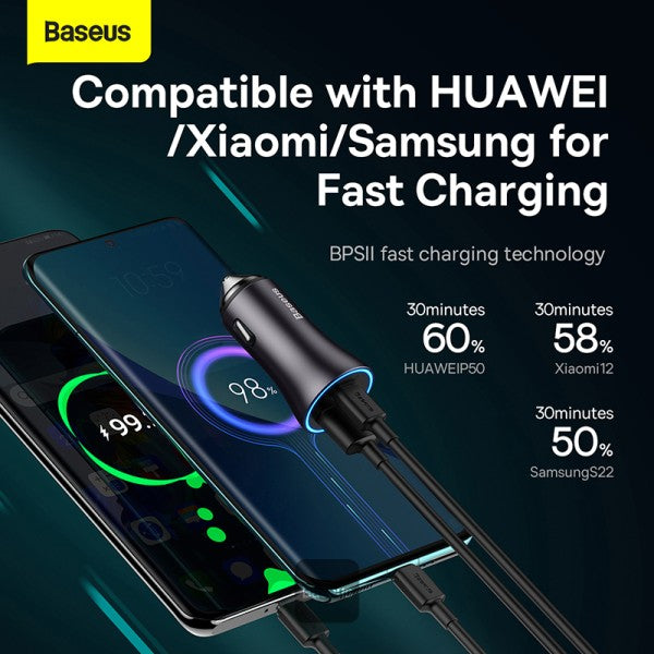 Baseus Golden Contactor Max 60W Fast Car Charger USB + USB-C