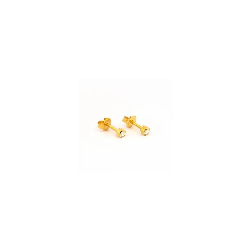 Studex Gold Plated Heartlite Crystal 3MM Earrings for Kids