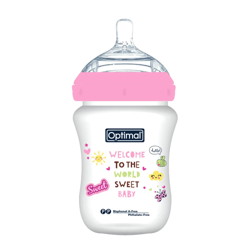 Optimal Wide-Neck Baby Bottle 300ml – Safe & Colorful +0