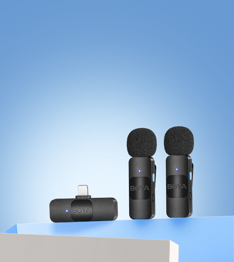 BOYA Ultracompact 2.4GHz Wireless Microphone System for iPhone (Two MIc) - Black