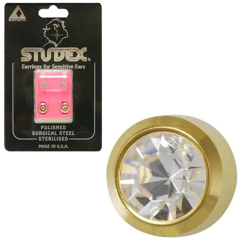 أقراط STUDEX Mini Bezel كريستال ذهبي