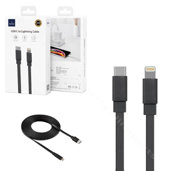 WiWU Bravo 20W PD Type-C to Lightning Flat Charging Cable 1m