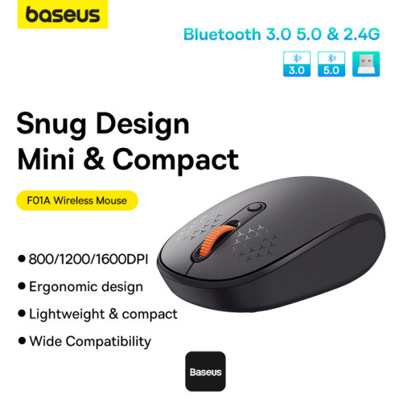 Baseus F01B Tri-Mode Wireless Mouse Frosted - Gray