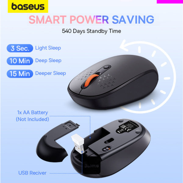 Baseus F01B Tri-Mode Wireless Mouse Frosted - Gray