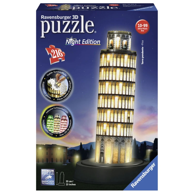 Ravensburger | 3D Puzzle - Tower of Pisa Night Edition