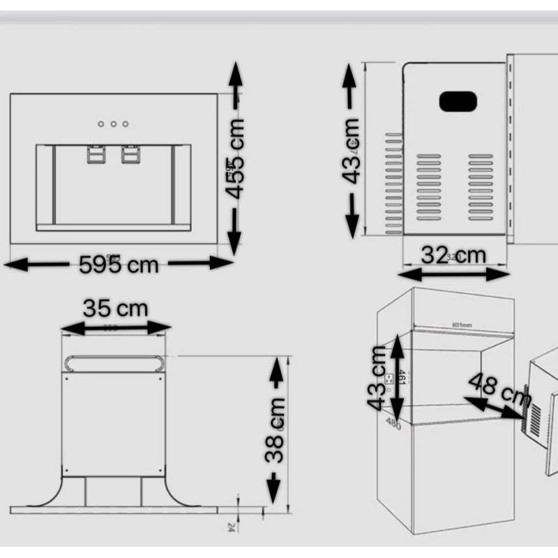 WaterPlus Built-in Digital Water Cooler with Black Glass Panel & Full Temperature Control – B2024-D