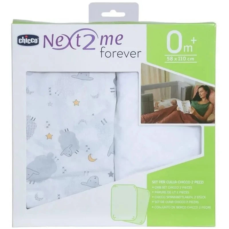 Chicco Next to Me Baby Bedding Set – Grey Sheep, 2 Pieces