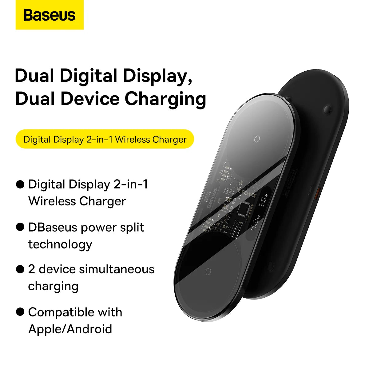 Baseus 2 in 1 Wireless Charger - 20W with LED Display