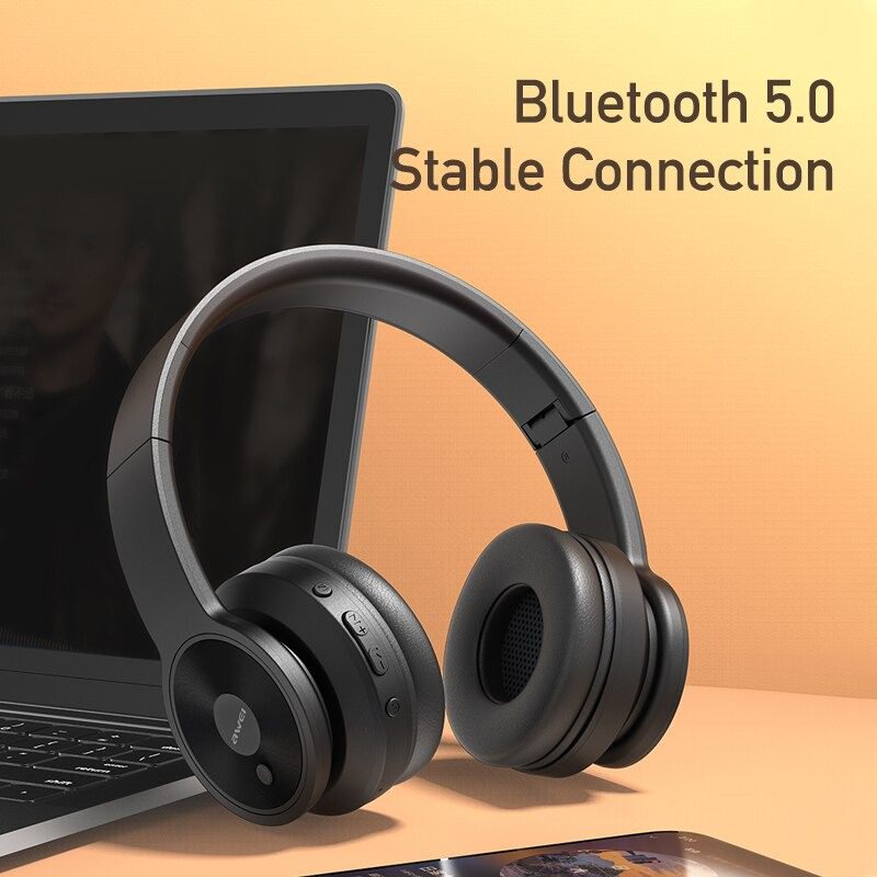 Awei Foldable Wireless Bluetooth Headphone - Black