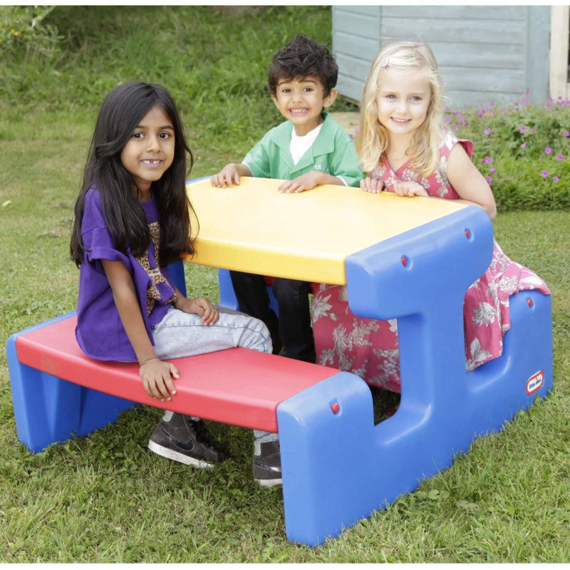 Little Tikes Large Picnic Table – Primary Colors | Kids Outdoor Table for 6