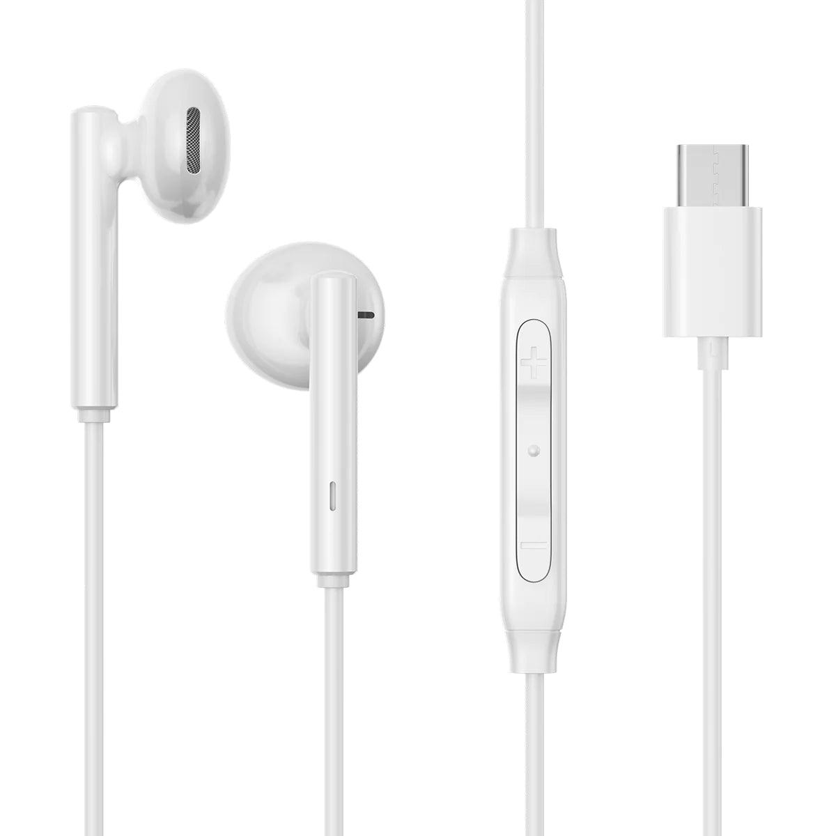 Joyroom Type-C Series Half In-Ear Wired Earphones - White
