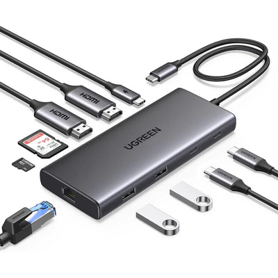 UGREEN 10-in-1 USB-C Hub with Dual HDMI, PD, LAN & SD Reader