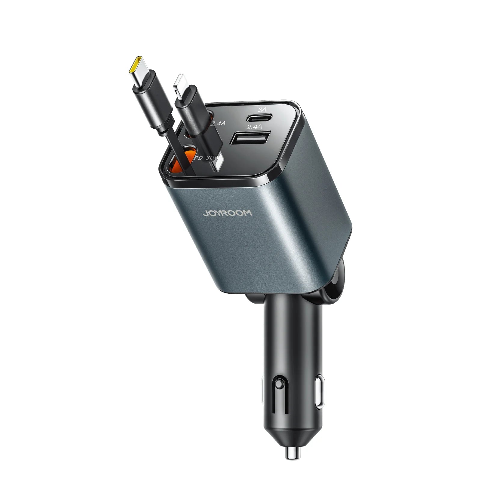 JOYROOM JR-CCL05 30W 4-in-1 Retractable Car Charger – Fast & Tidy