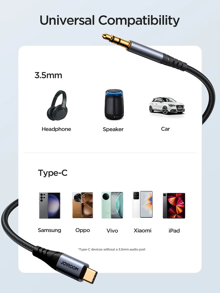 Joyroom AUX Audio Cable Type C to 3.5mm 1.2m - Black