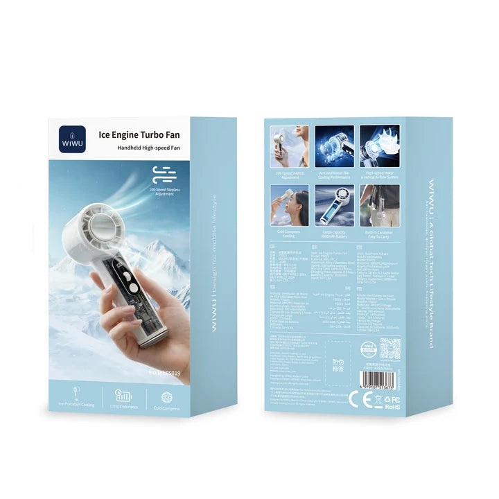 WiWU Ice Engine Turbo Fan – Stepless Speed Handheld Fan (FS019)