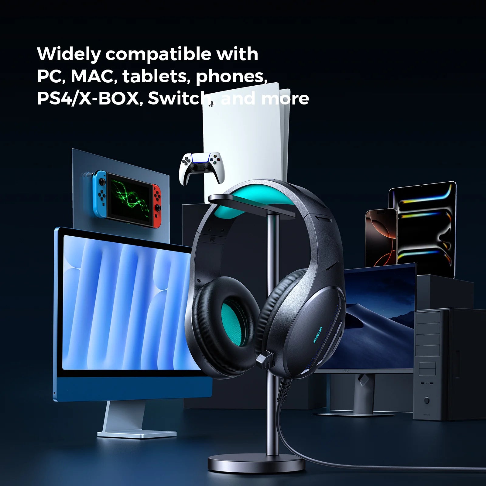Joyroom JR-HG2 Gaming Headset – 50mm Sound & Ice Blue Light