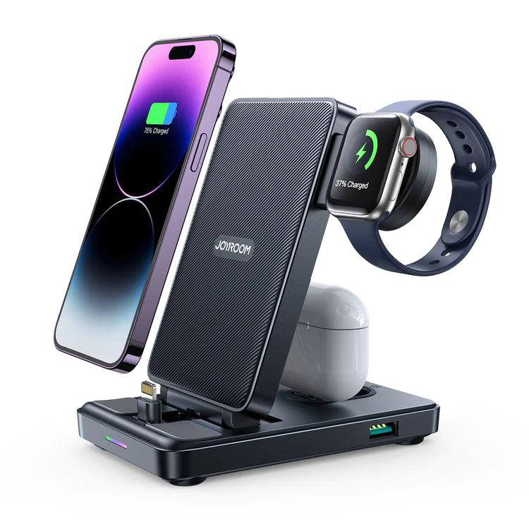 Joyroom4 in 1 Magnetic Charging Station for Phone Watch & Earphones Type C & Lightning