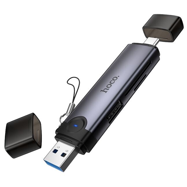 HOCO HB56 Victory 3-in-1 USB & Type-C Card Reader with OTG – 5Gbps