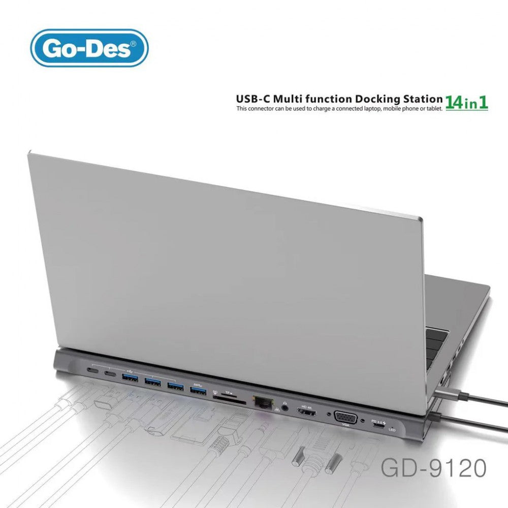 Go-Des 14 in 1 USB-C Multi Function Docking Station