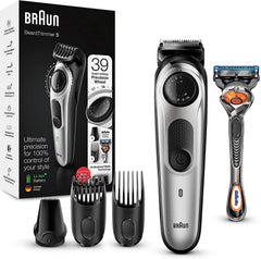 Braun Beard Trimmer: 39 Length Settings, Hair Clippers, Gillette Fusion5  - Silver