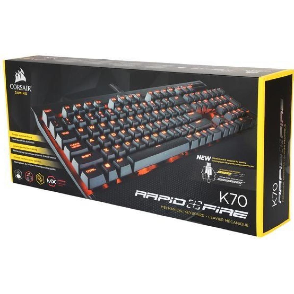 Corsair K70 RAPIDFIRE Mechanical Gaming Keyboard Red Led CHERRY® MX Speed Switch w/ Wrist Rest