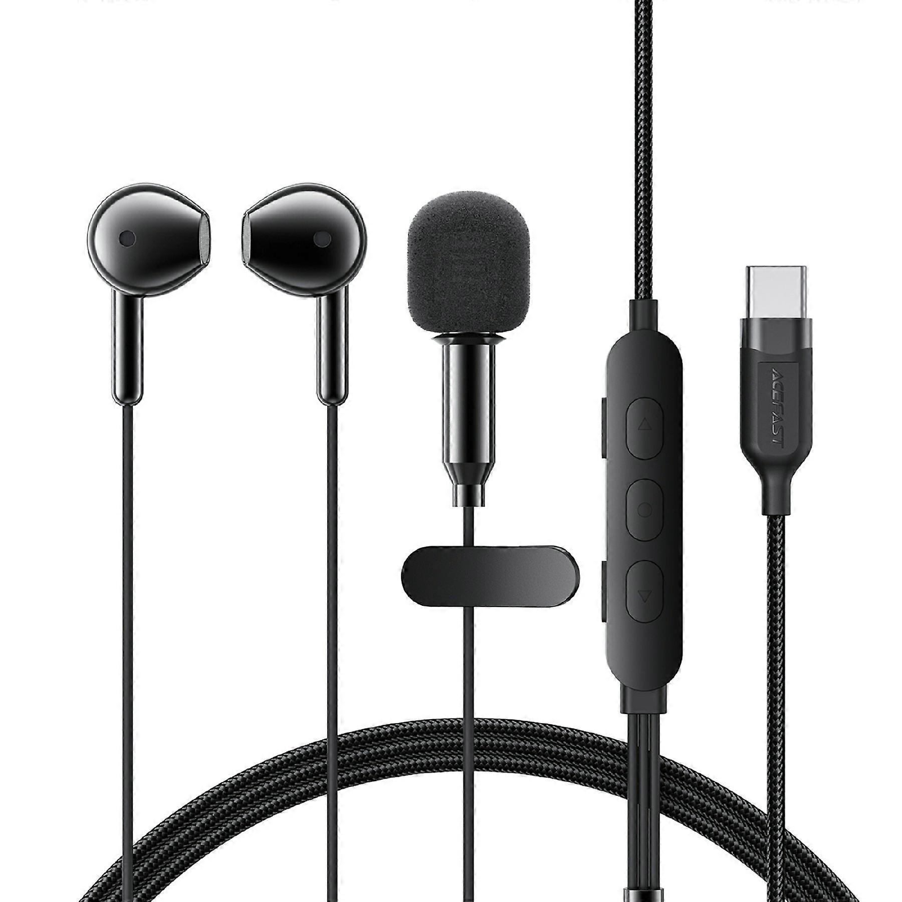 ACEFAST L12 USB-C Semi In-Ear Karaoke Wired Earphones – Built-In Mic | Live Streaming | 4 Audio Modes | Low Latency