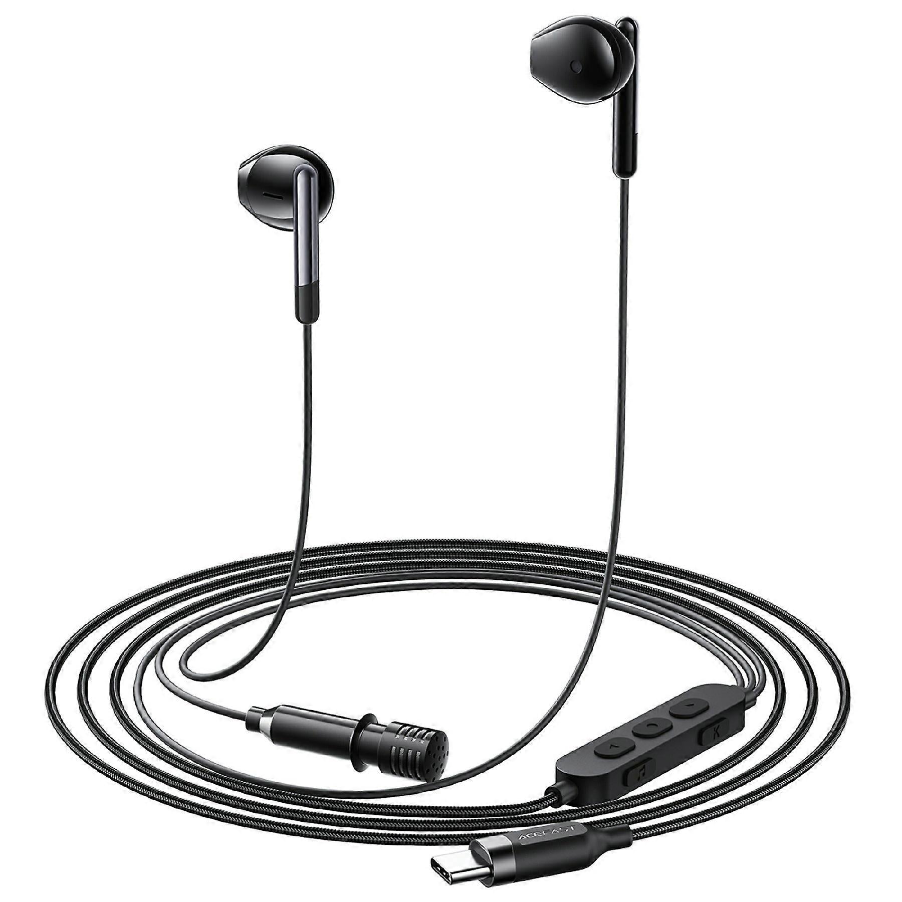 ACEFAST L12 USB-C Semi In-Ear Karaoke Wired Earphones – Built-In Mic | Live Streaming | 4 Audio Modes | Low Latency