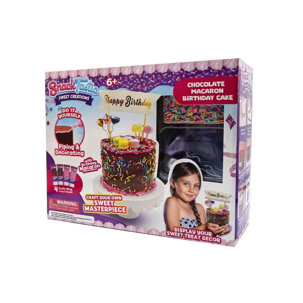 Snack Tastic Chocolate Macaron Birthday Cake Decorating Kit for Kids Ages 6+