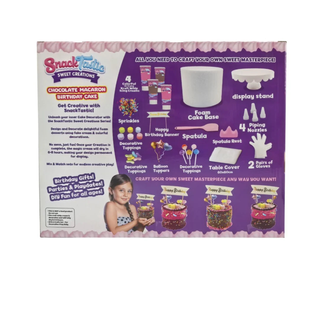 Snack Tastic Chocolate Macaron Birthday Cake Decorating Kit for Kids Ages 6+