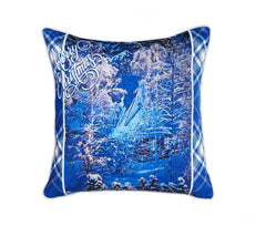 ARMN Azure Embroidered Cushion Cover – Dark Blue & White