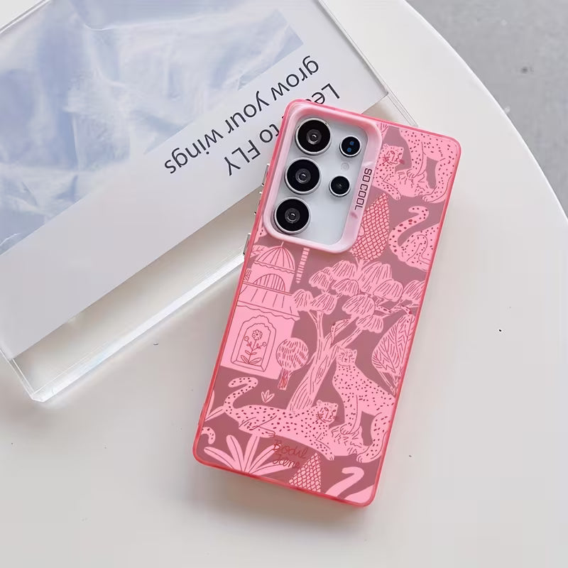 Pink Leopard Illustration Phone Case for Samsung Galaxy S25 Ultra