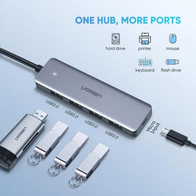 UGREEN USB-C to 4-Port USB 3.0 Hub - Up to 5Gbps with Power Supply