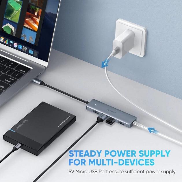 UGREEN USB-C to 4-Port USB 3.0 Hub - Up to 5Gbps with Power Supply