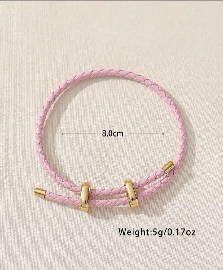 PU Rope Bracelet Solid color alloy belt school style adjustable bracelet for women jewelry making