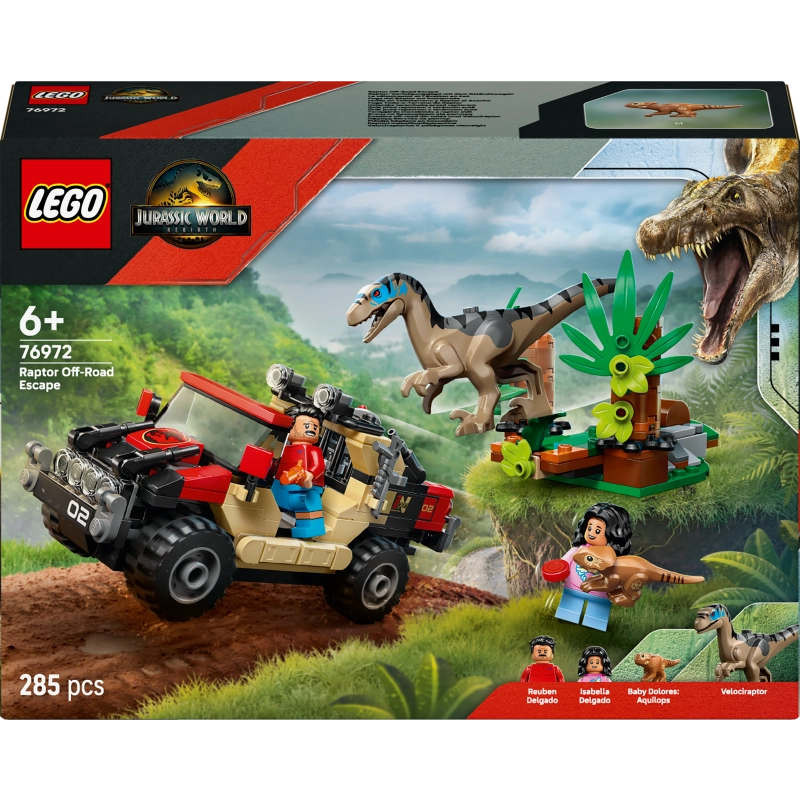 LEGO Jurassic World Raptor Off-Road Escape – 285 Pieces | Set 76972