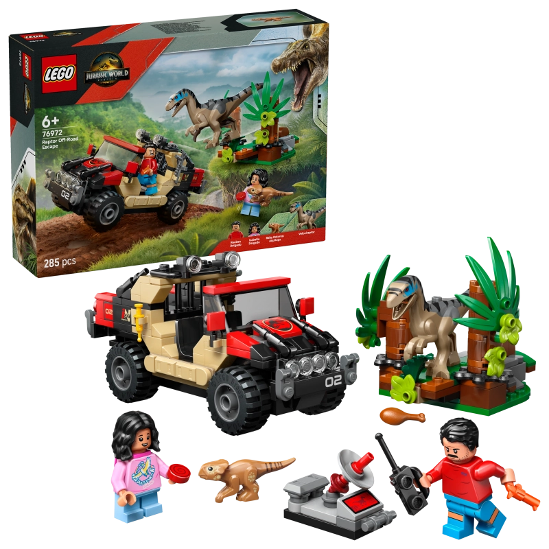 LEGO Jurassic World Raptor Off-Road Escape – 285 Pieces | Set 76972