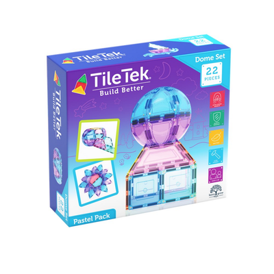 TileTek Pastel Dome Magnetic Building Pack, 22 Pieces, Ages 3+