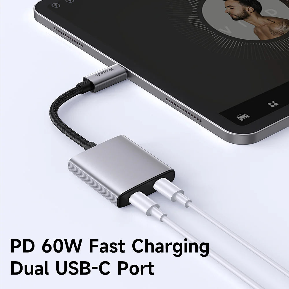 Mcdodo 2 in 1 USB C to Dual USB C Audio Adapter Charge & Listen - Black